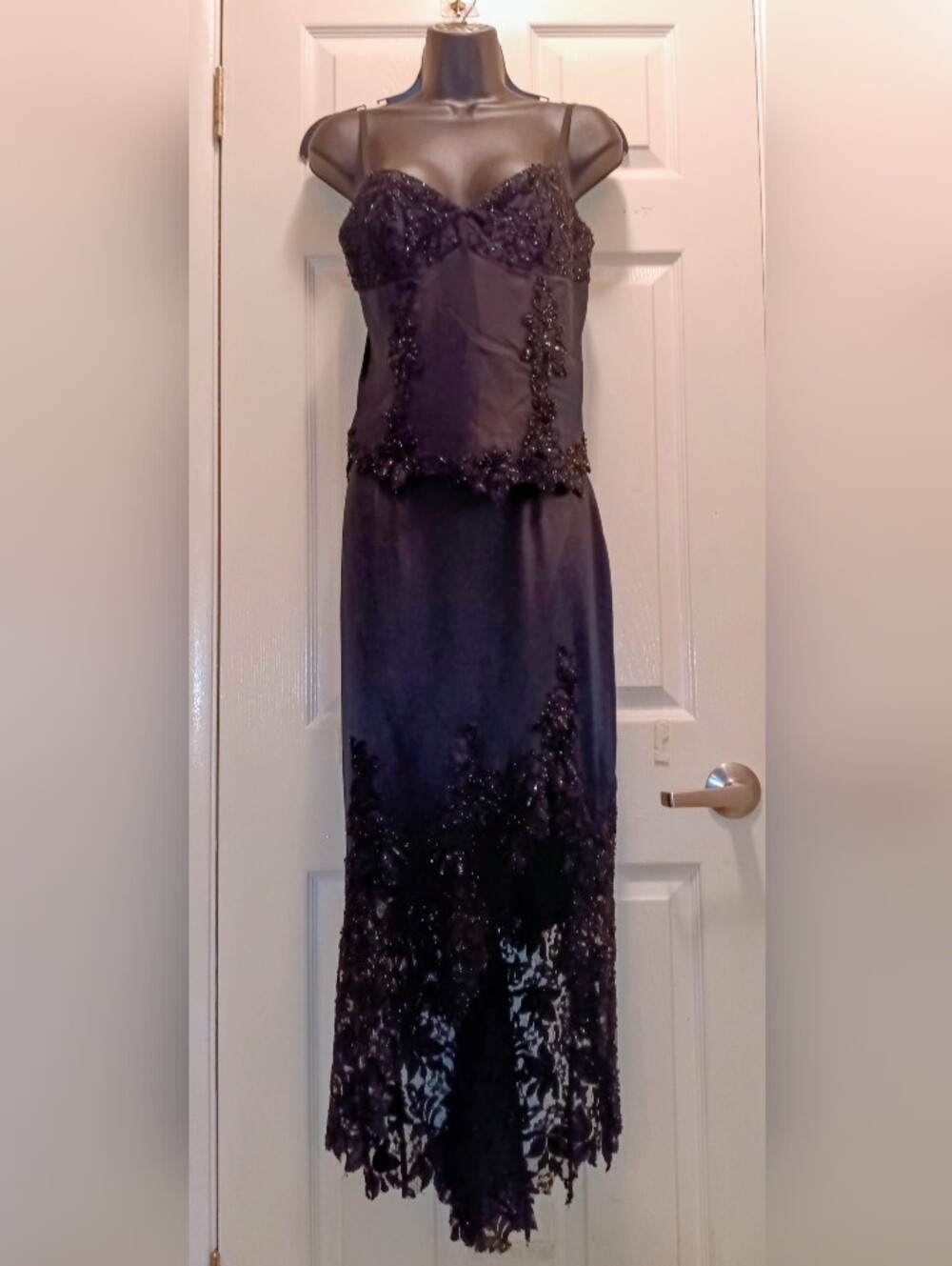 Jovani Black Beaded Spaghetti-Strap Maxi Dress Sz 6 **Price Firm